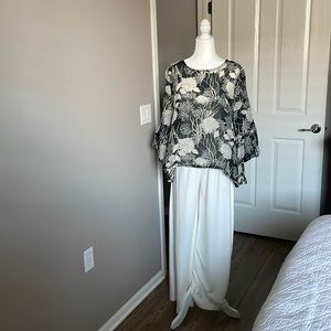 Bryn Walker - - MADE IN THE USA - Fran Shirt - Size Large - Black-Cream - Floral